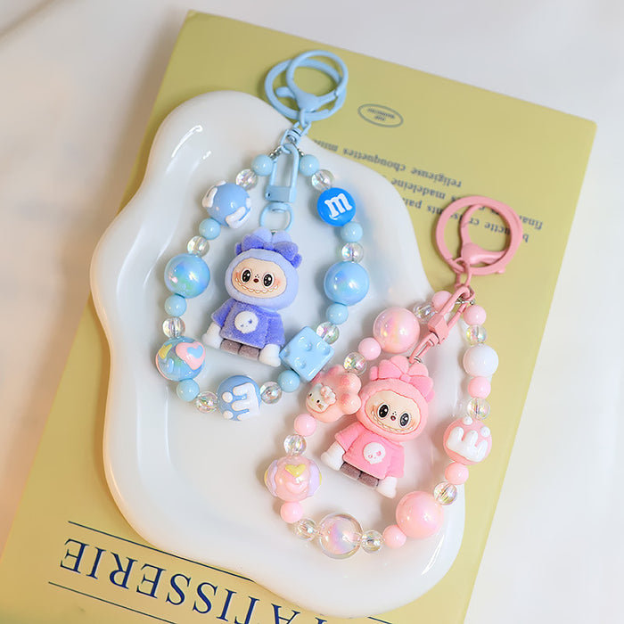 Wholesale Flocking Variable  Keychain Doll Pendant Cute Silicone Cute Blind Box Bag Bead Chain Pendant Accessories