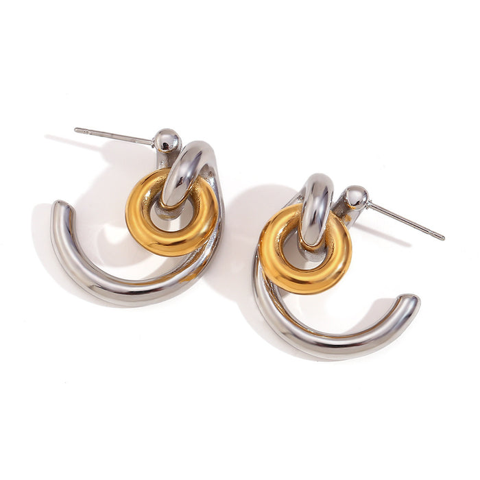 Wholesale Fashionable and versatile retro niche earrings made of stainless steel gold-plated irregular geometric heart-shaped earrings