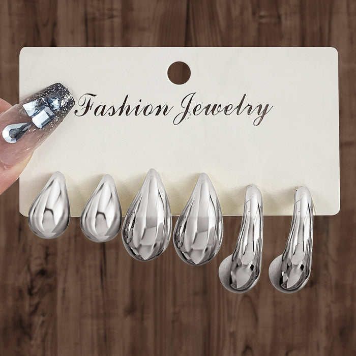 Wholesale 6-Pair Creative Gold Teardrop Earring Set