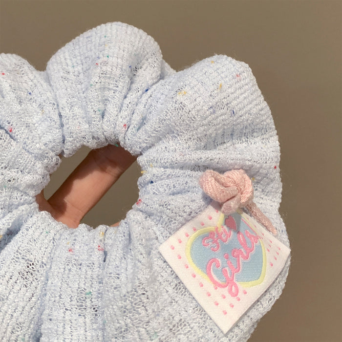 Wholesale Blue and pink bow knot knitted hair scrunchies