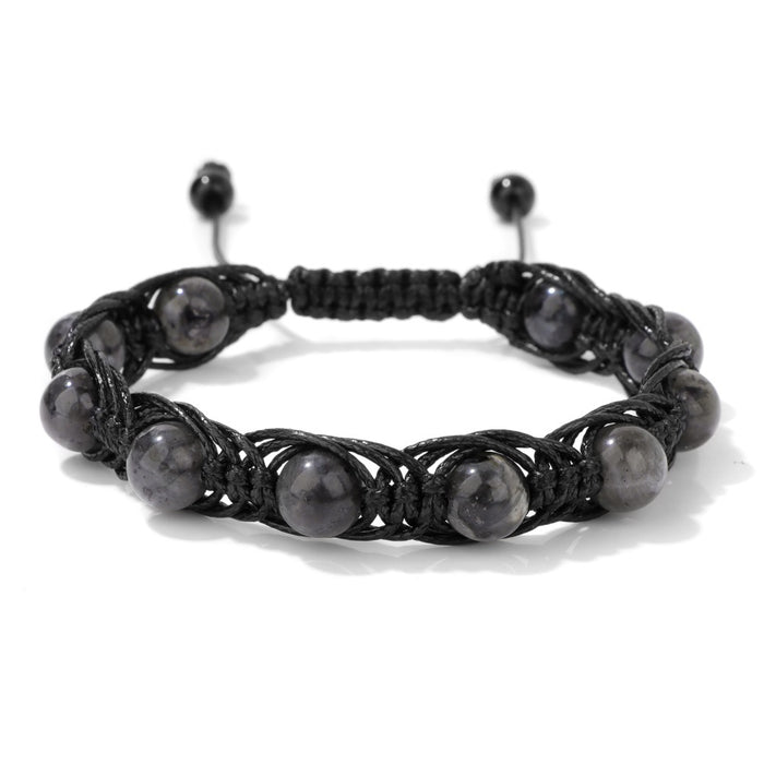 Wholesale Handmade woven bracelet with 8mm stone beads