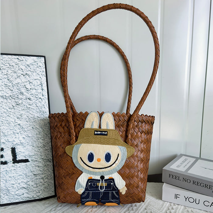 Wholesale  Handbag Summer  Cartoon Woven Bag Large Capacity Work Commuter Bag Hand-Woven Handbag