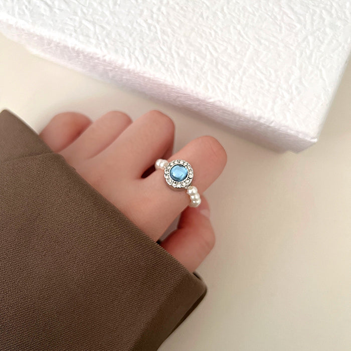 Wholesale Sea Blue Treasure Pearl Necklace Light Luxury Niche Clavicle Chain Pearl Earrings Necklace Set