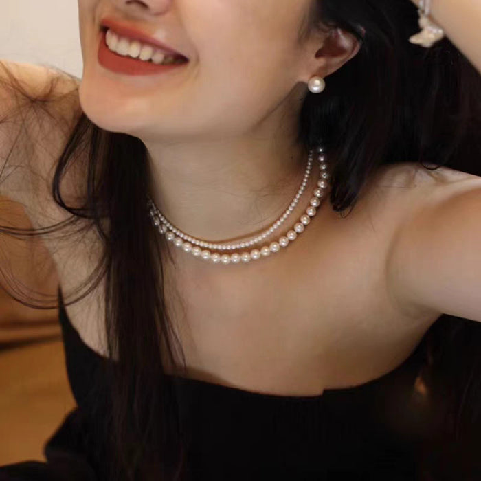 Wholesale  Pearl Necklace Women's Overlapping Double Clavicle Necklace