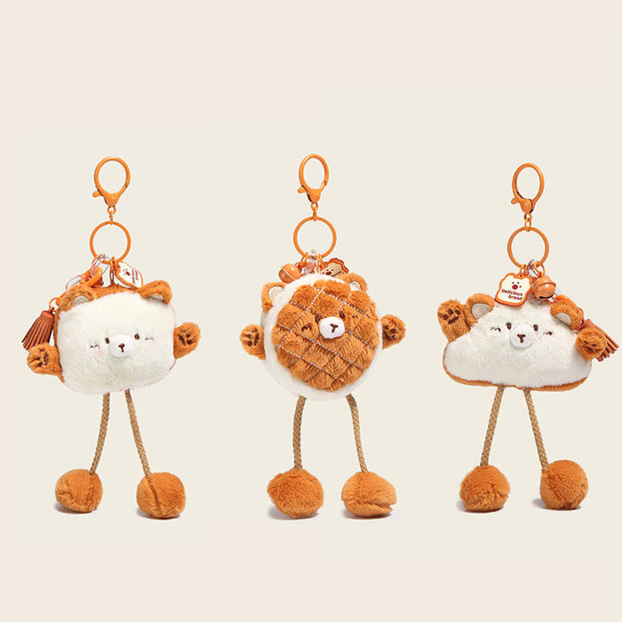 Wholesale Bear Bread House Pull Plush Pendant Keychains