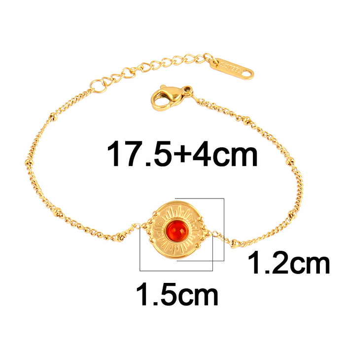 Wholesale Vintage stainless steel natural stone pendant bracelet,  simple and multi-element turquoise bracelet