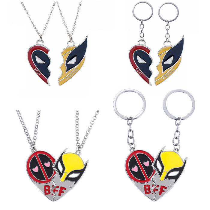 Wholesale Deadpool & Wolverine Deadpool 3 Wolverine Best Friend Necklace Spliced Heart Keychain JDC-KC-HeY014