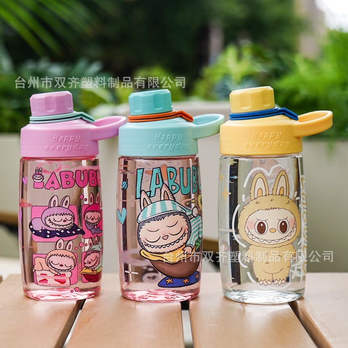 Wholesale Cartoon Pattern Transparent Plastic Cup Large-Capacity Water Cup,  Anti-Fall Cup,  Direct Drinking Rope,  Portable Cup
