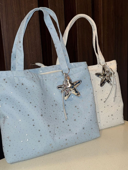 Wholesale Canvas Star Pattern Large Capacity Tote Bag Casual Fashion Accessory Gift