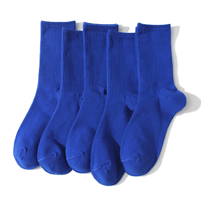 Wholesale Women's mid tube trendy socks, solid color cotton high tube basketball socks