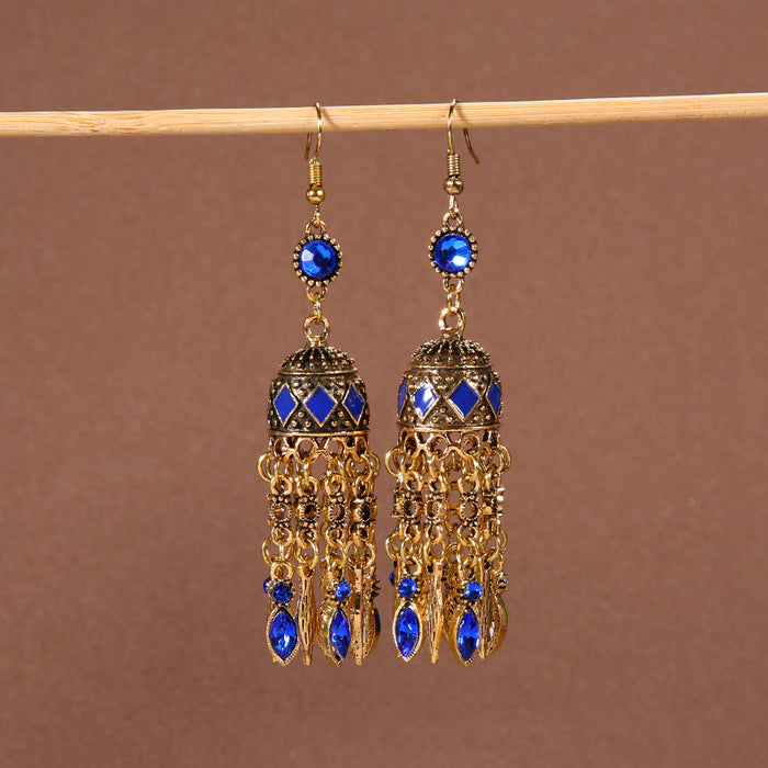 Wholesale Alloy Bohemian Tassel Long Ethnic Style Earrings JDC-ES-Gumi009