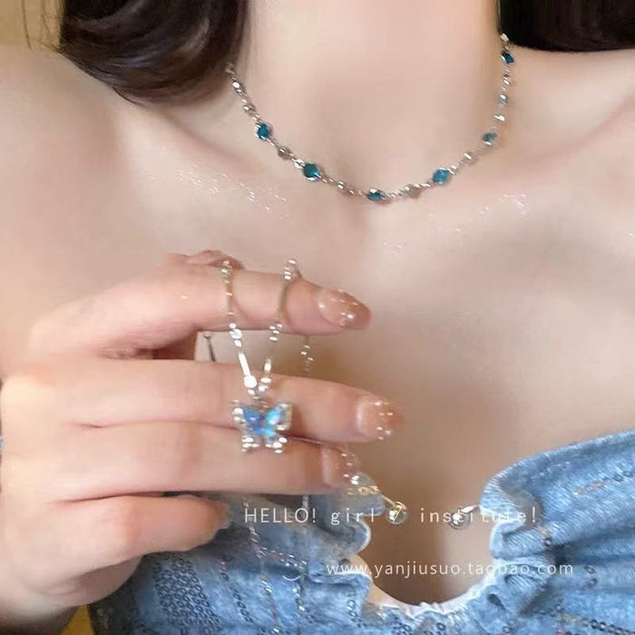 Wholesale Summer Butterfly Alloy Layering Necklace for Women Everyday Jewelry Accessory MOQ≥2