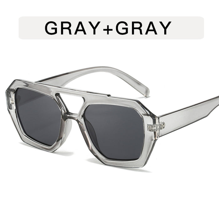 Wholesale Double-beam Retro Irregular Sunglasses Men's Women's Plain-made Women's