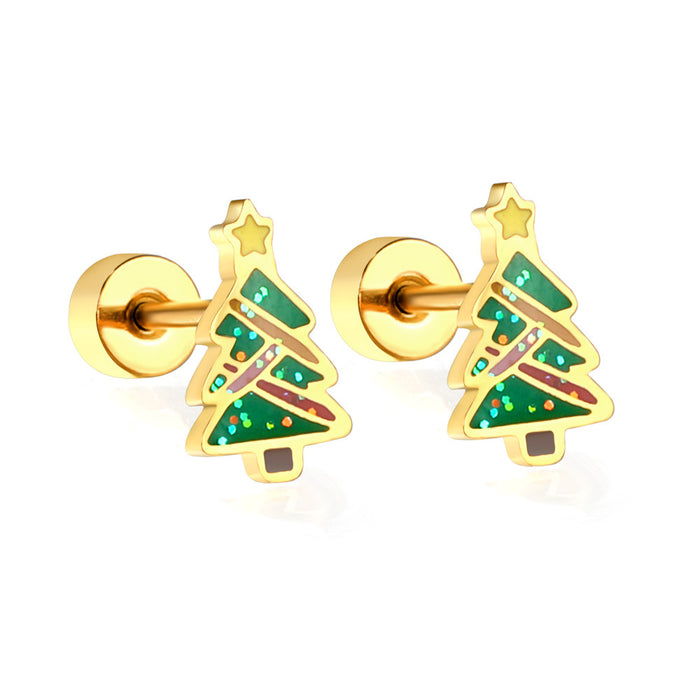 Wholesale Christmas Earrings Metal Creative Versatile Stainless Steel Earrings