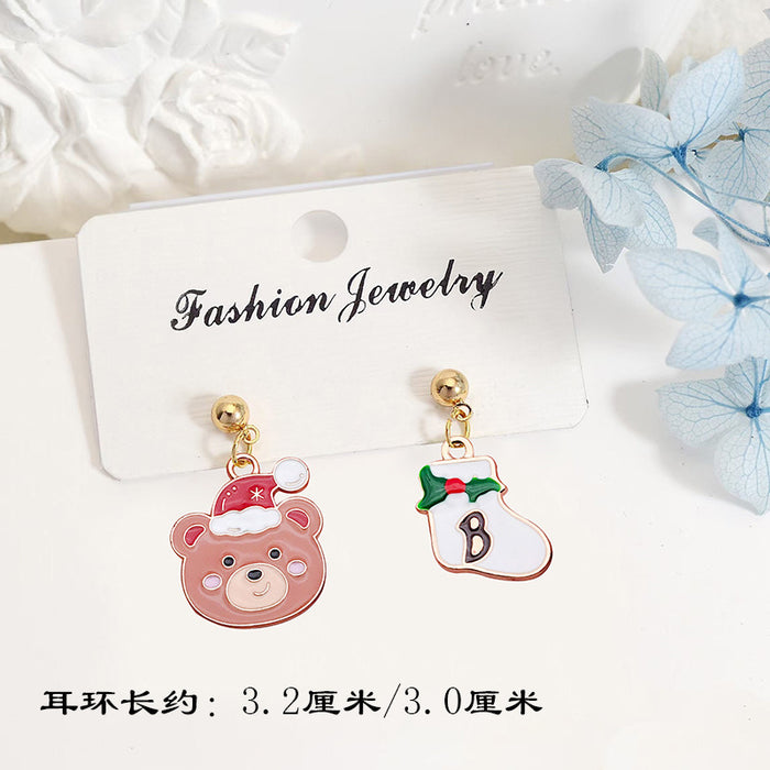 Wholesale Metal Electroplated Christmas Earrings Snowflake Elk Design Chic Fashion Access MOQ≥2 MOQ≥