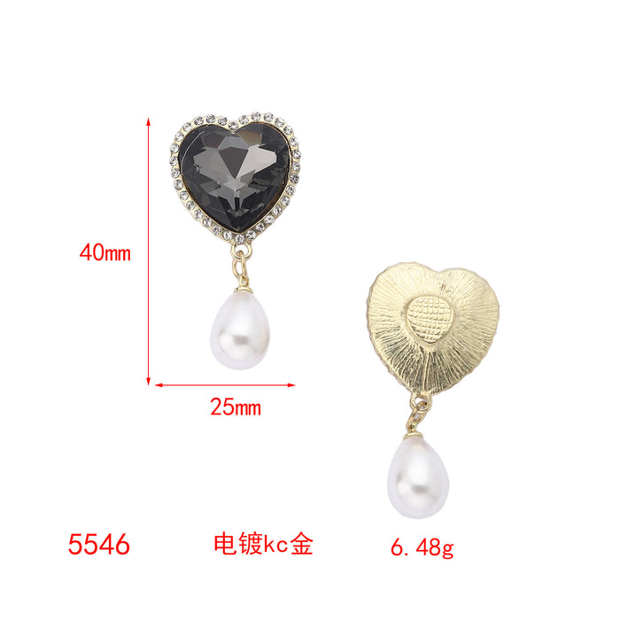 Wholesale Advanced pearl DIY accessories with diamond inlay, light luxury temperament, love crystal tassel alloy accessories, jewelry