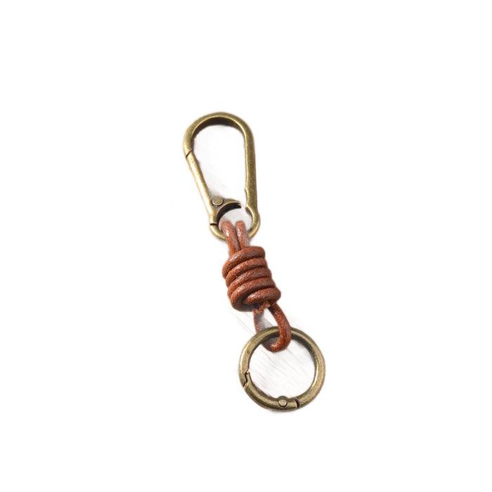 Wholesale Vintage Handwoven Leather Keychain with Lobster Clasp Bag Pendant
