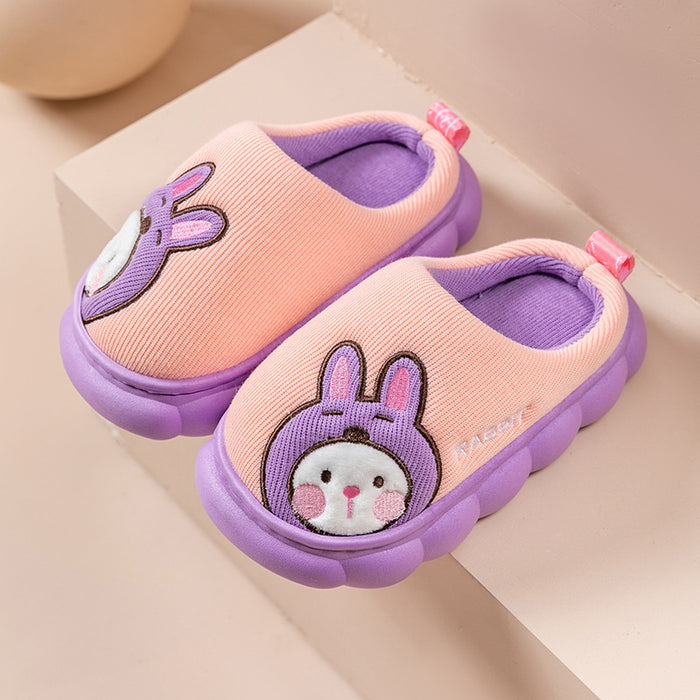 Wholesale Children' s cotton slippers autumn and winter medium and large children' s cute cartoon children' s slippers home indoor plush slippers
