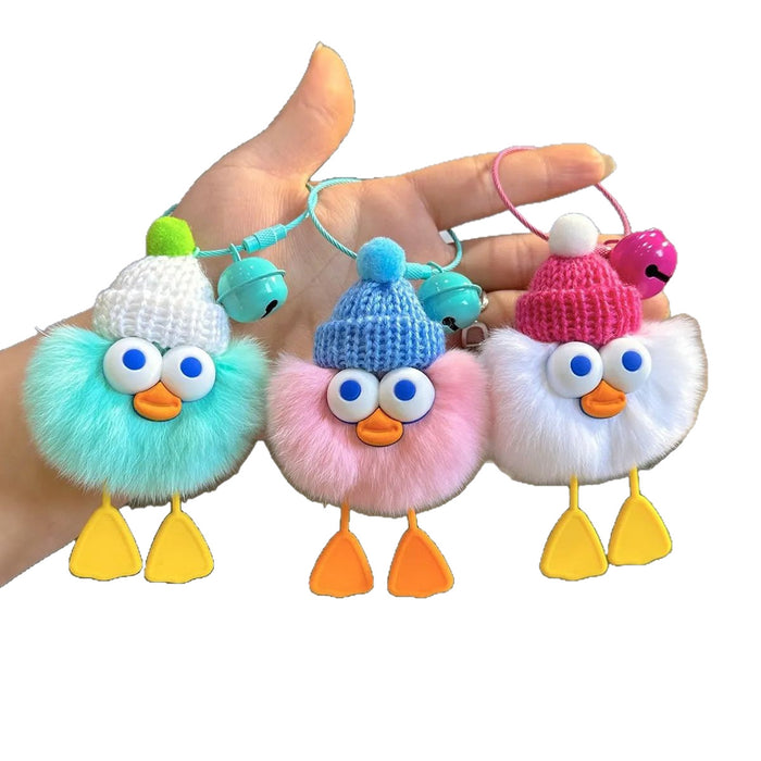 Wholesale cute plush big-eyed duck pendant Keychains