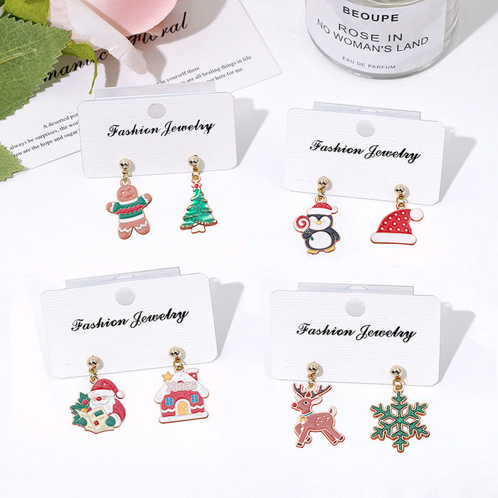 Wholesale Metal Electroplated Christmas Earrings Snowflake Elk Design Chic Fashion Access MOQ≥2 MOQ≥