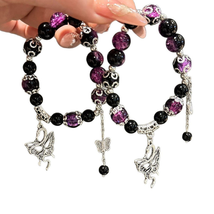 Wholesale Spirit snake butterfly tail bracelet butterfly hand niche high-end glass design bracelet chain