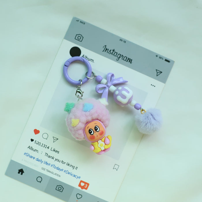 Wholesale Flocked Apple Star Cute Small Pendant Cute Silicone Doll Keychain