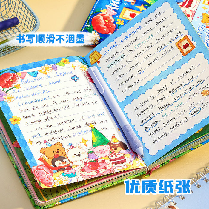 Wholesale Cute Cartoon Bear Imitation Leather Notebook with Magnetic Buckle 96 Full-Color Page