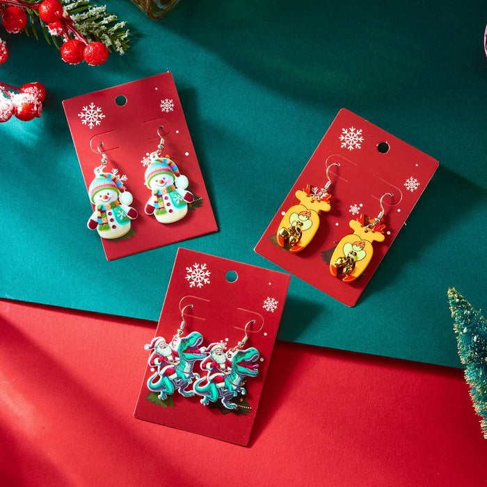 Wholesale Christmas earrings dinosaur  funny elk sweater snowman acrylic earrings