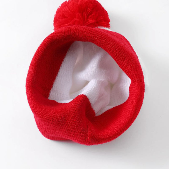 Wholesale  Hat Woolen Christmas Knitted Hat Red and White Christmas Hat Fur Ball Knitted Hat Red and White Hat Glasses