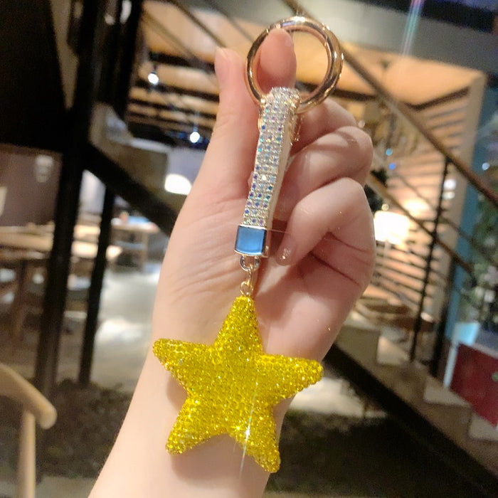 Wholesale Double-sided Diamond Five-pointed Star Keychain