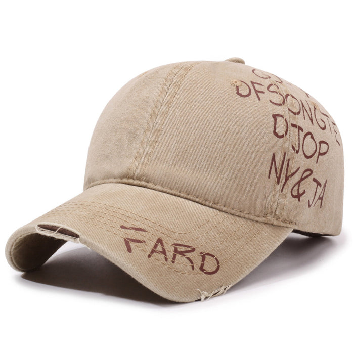 Wholesale Retro washed hat, personalized graffiti letter baseball cap, versatile duckbill cap