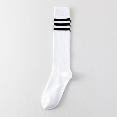 Wholesale College style three bar striped high knee socks