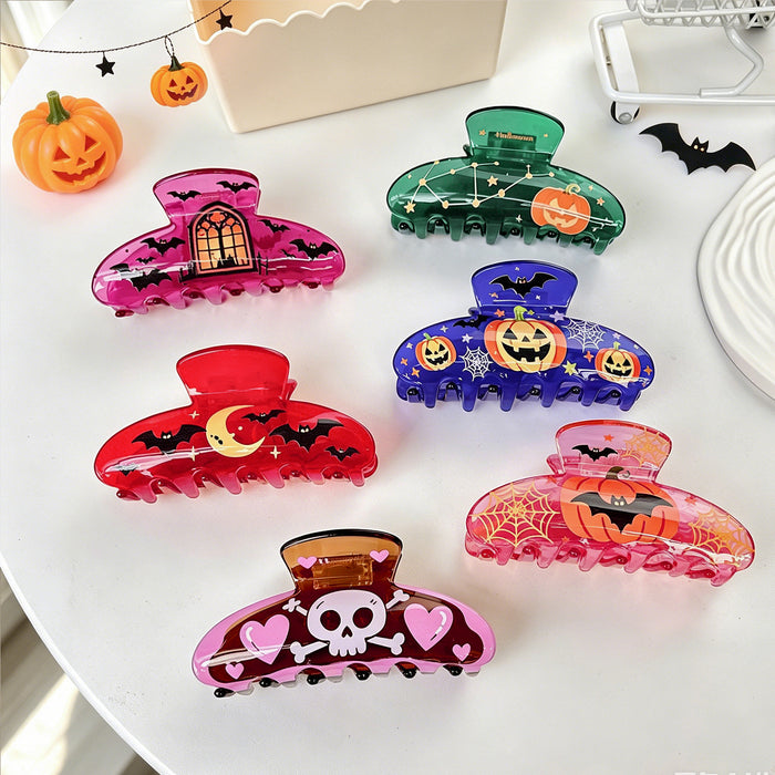 Wholesale Acrylic Hair Claw Clip Pumpkin Bat Dark Style Hair Accessory