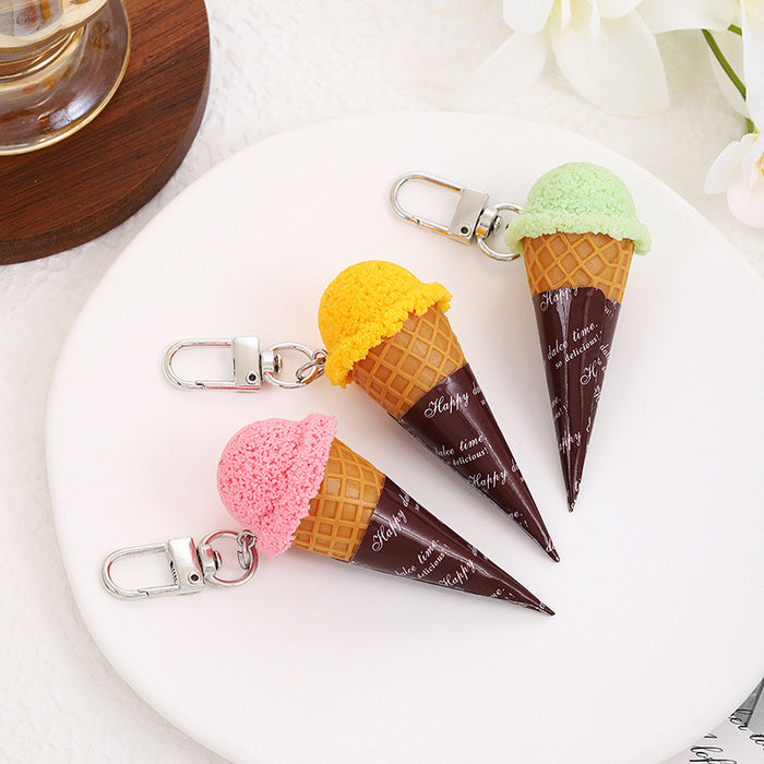 Wholesale PVC Cartoon Ice Cream Cone Keychain Fashion DIY Accessory MOQ≥2