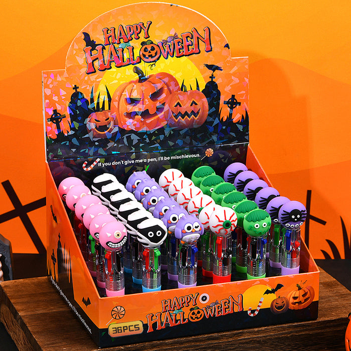 Wholesale 36pcs  four-color ballpoint pen mini cute cartoon series color pen student stationery gift pen