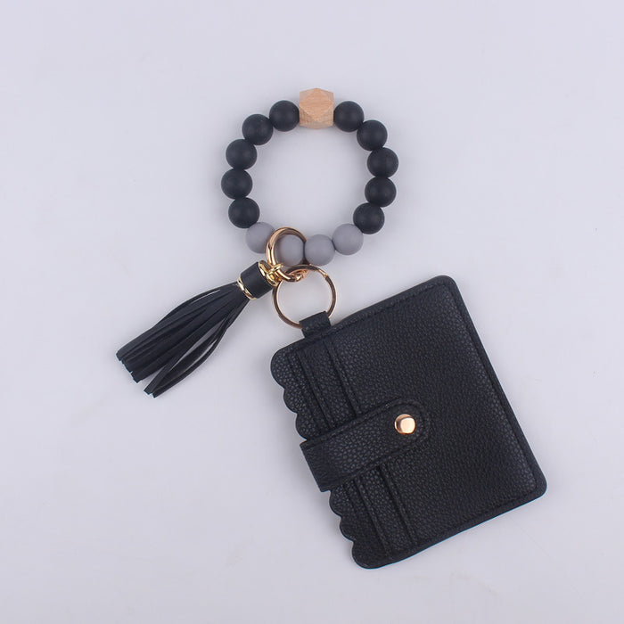 Wholesale Silicone bead bracelet accessories silicone Keychain