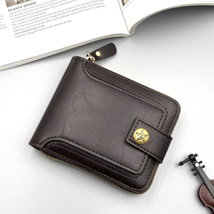 Wholesale Retro Men' s Short Zipper Wallet Oil Wax Leather,  Coin and Card Organizer - Boutique Accessory MOQ≥2