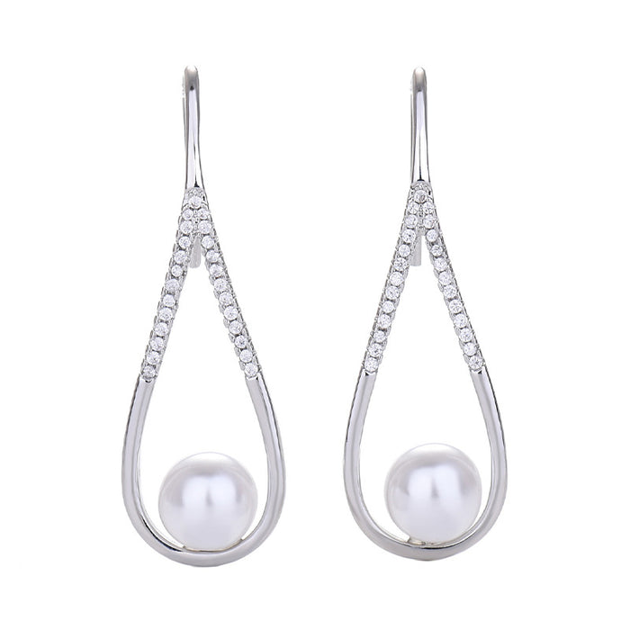 Wholesale water drop earrings women's small zircon pearl earrings gold-plated jewelry