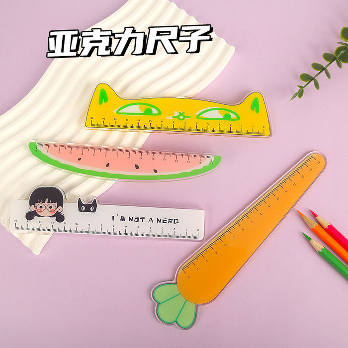 Wholesale  15cm Cute Carrot Ruler with Pictures, Multi-Functional Drawing Ruler