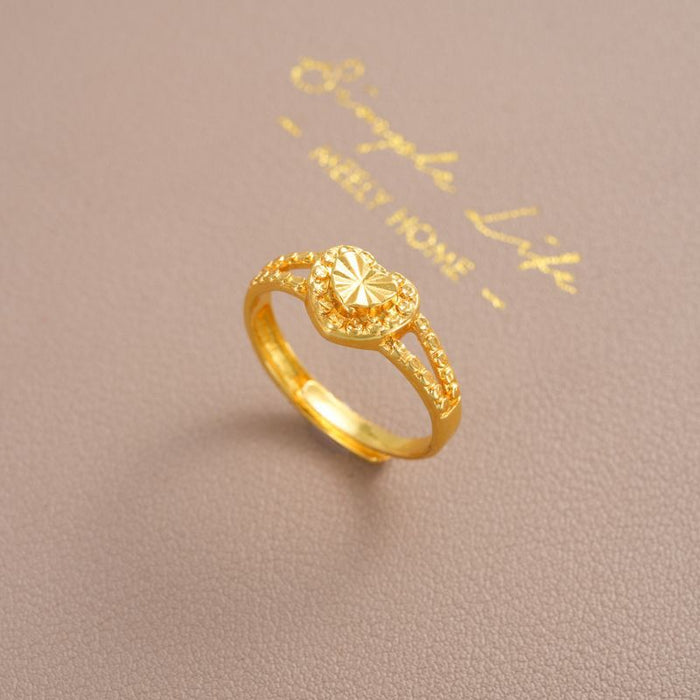 Wholesale Women's Ring Heart to Heart Sweet Fresh Opening Adjustable