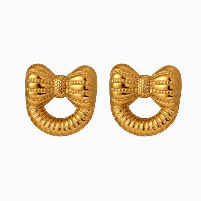Wholesale Original design, high-end stainless steel bow earrings, trendy and personalized bow tie earrings