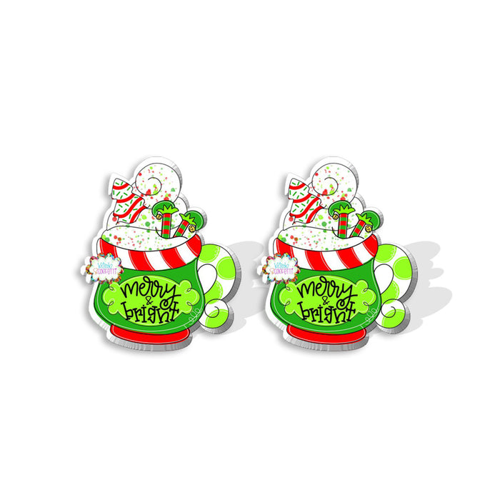 Wholesale Christmas Earrings Holiday Acrylic Christmas  Heat Shrinkable Sheet Earrings