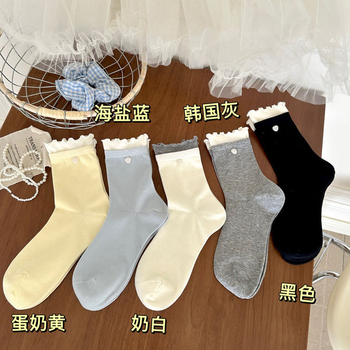 Wholesale Boneless socks, thin, versatile, mid tube, shell buckle, stacked socks, individually packaged