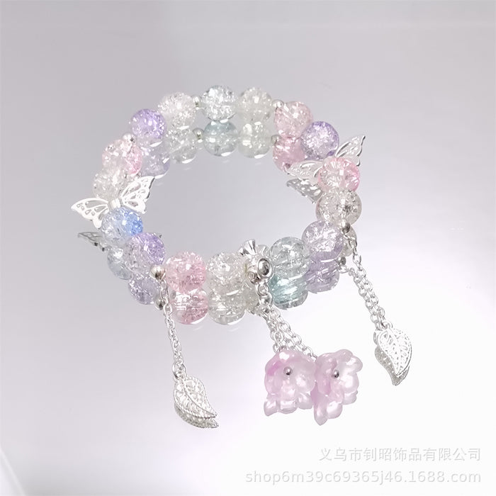 Wholesale Chic Crystal Lily of the Valley Bracelet Butterfly Design Fashion Accessory