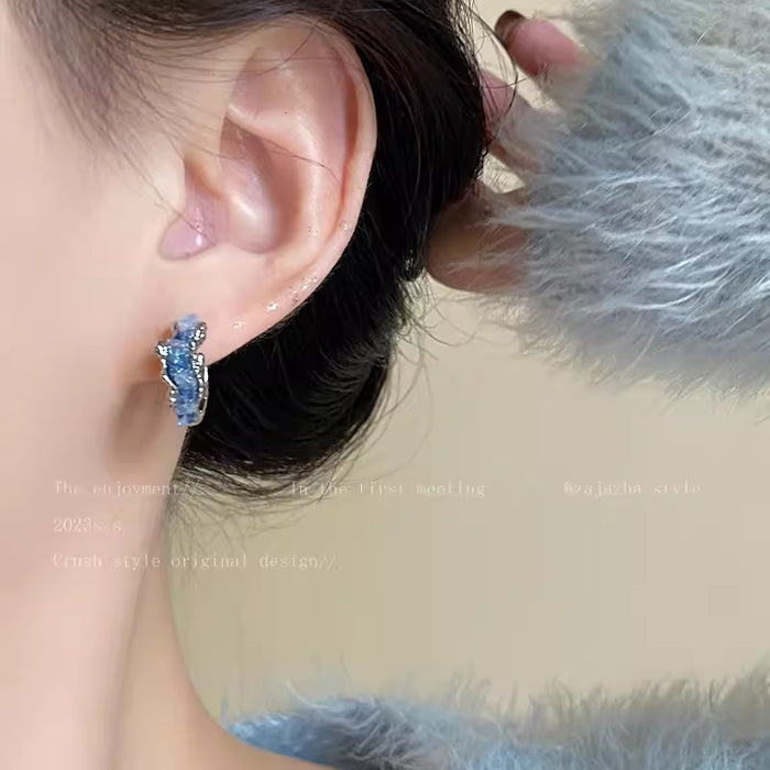 Wholesale Blue earrings for women, popular sweet and cool fashion earrings, niche design sense, high-end earrings