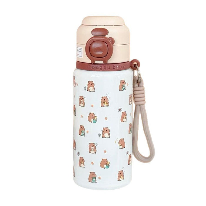 Wholesale Capybara Thermos Cup Stainless Steel Double Drinking Cup Cartoon Cute Girls Straw Cup