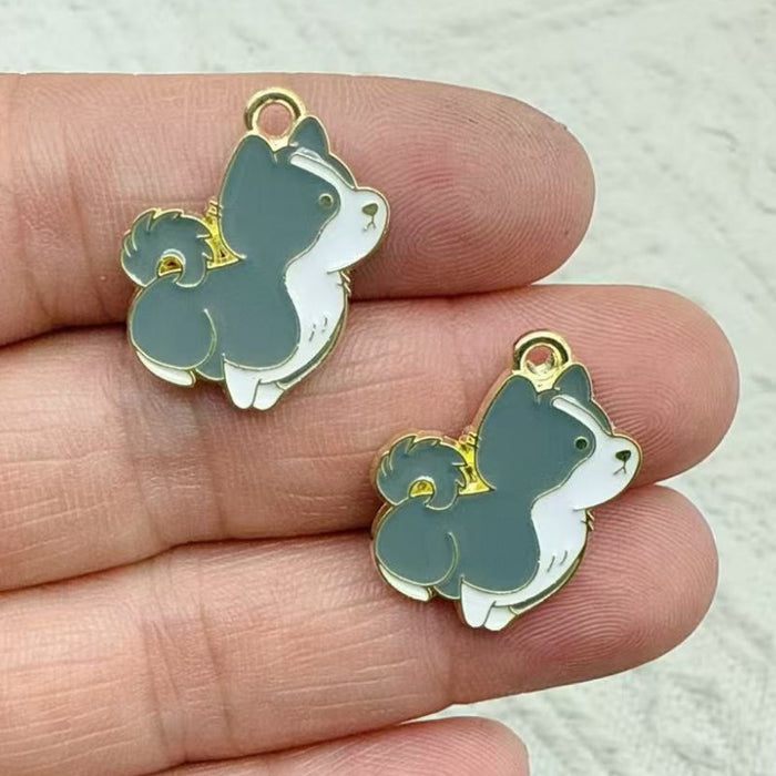 Wholesale 10 PCS Cute puppy alloy enamel DIY Charms