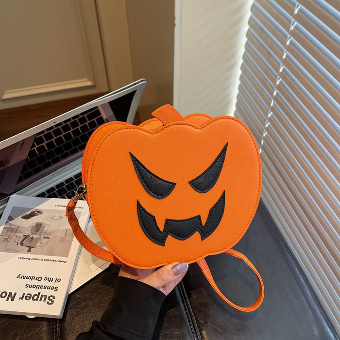 Wholesale  Pumpkin Small Round PU Crossbody Bag Trendy Street Style Fashion Accessory Gift for Women