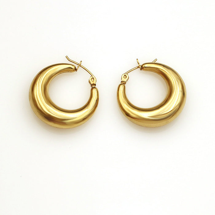 Wholesale 18K Golden Crescent Titanium Steel Earrings