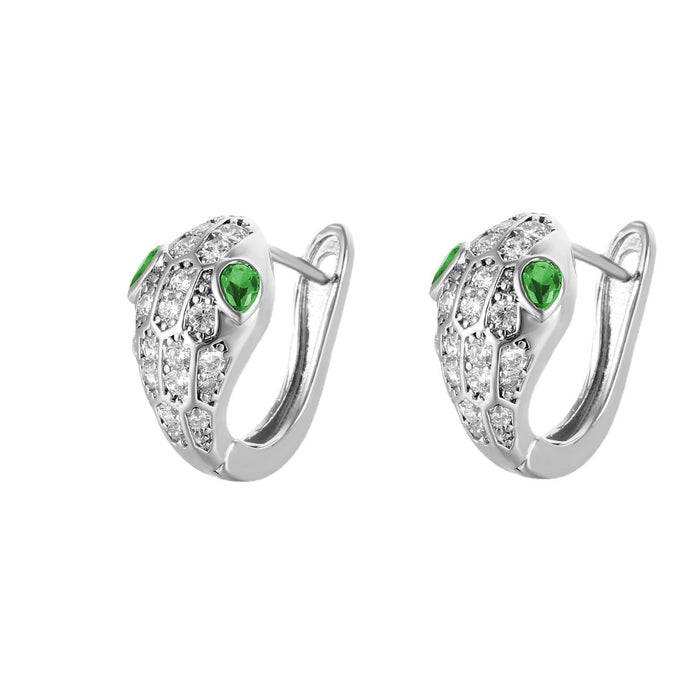 Wholesale Vintage ear buckle design, compact and mini silver needle zircon snake earrings